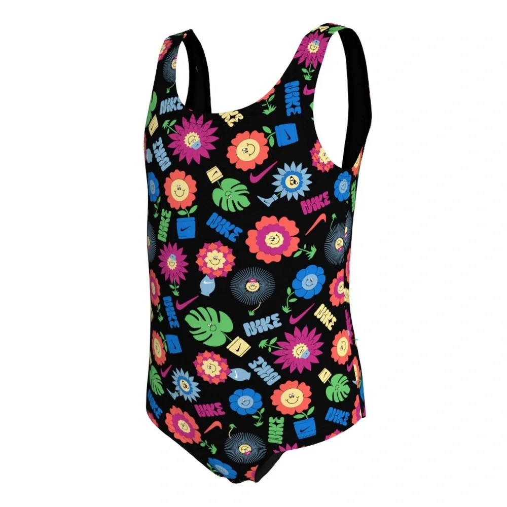 NIKE Girls One Piece U-Back Swimsuit Nike Logo Garden Party Sizes 5, 6 NWT